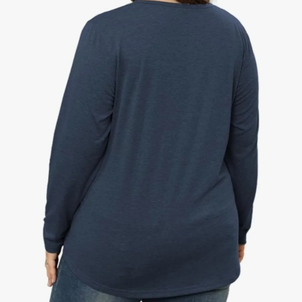 🌻| Spring Clearance| Elegant Navy V-Neck Women's Top - Picture 4 of 5